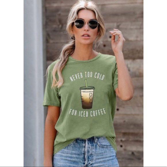 🎉HPx2🧊☕️ NEVER TOO COLD FOR ICED COFFEE T-shirt - Picture 2 of 6